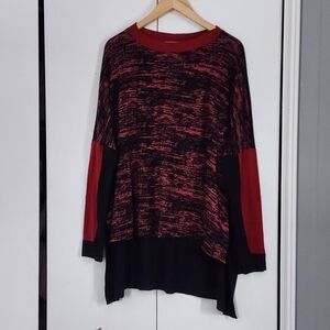 Alembika Red and Black Long Sleeve Women's Top